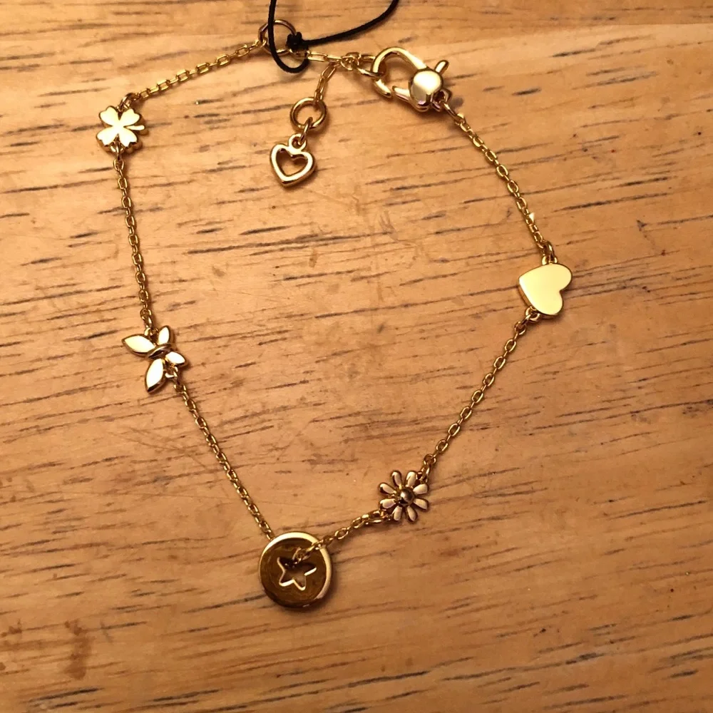 Kate Spade Gold Tone Rainbow Joy Charm Bracelet Heart, Flower, Clover NWT - Picture 8 of 12